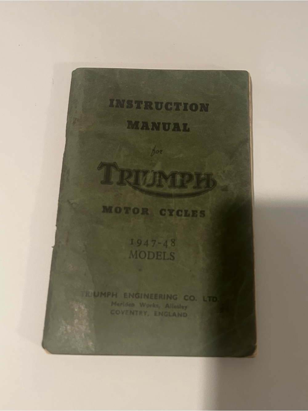 Triumph Vintage Instruction Manual 1947-48 Models